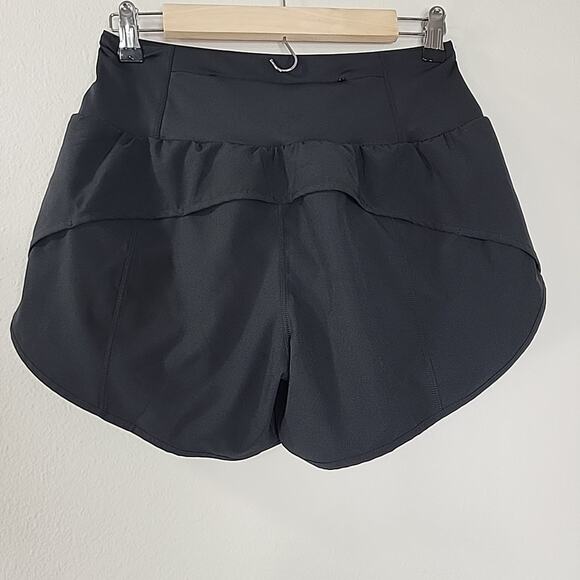 Women’s Black Athletic Running Shorts Medium High Waist Zip Pocket Lined - Picture 3 of 5